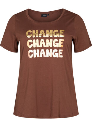 Bomulds t-shirt med korte ærmer, Chestnut Change, Packshot image number 0