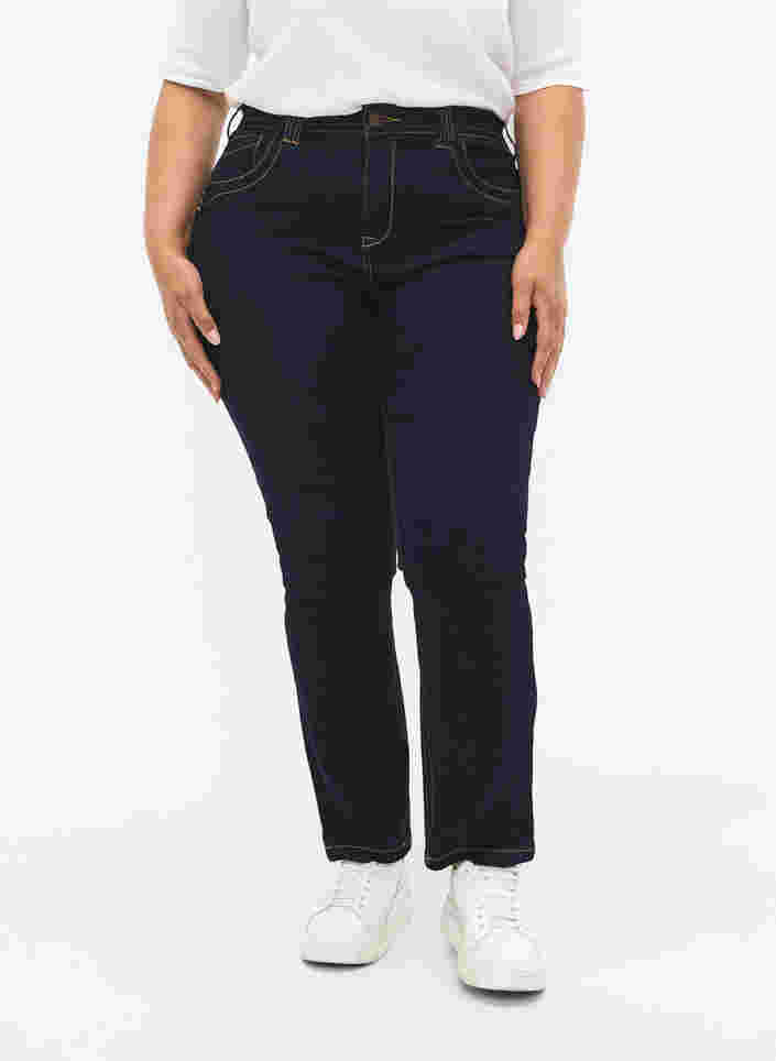 Slim fit Vilma jeans med høj talje, Dk blue rinse, Model image number 1
