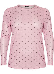 Meshbluse med print, Lyser&oslash;d