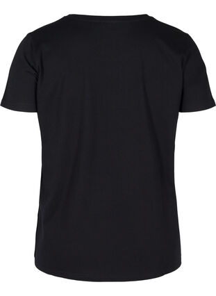 Kortærmet bomulds t-shirt med tryk, Black, Packshot image number 1