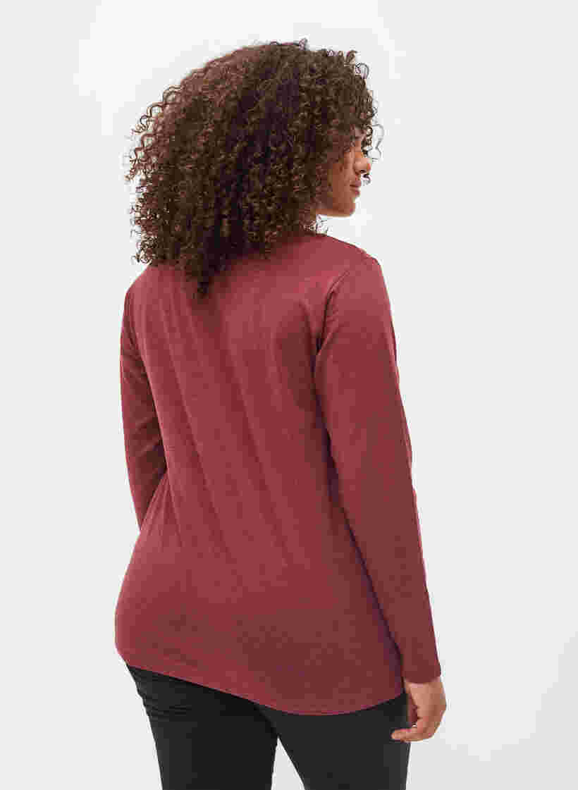 Basis bluse med lange ærmer, Cabernet Melange, Model image number 1