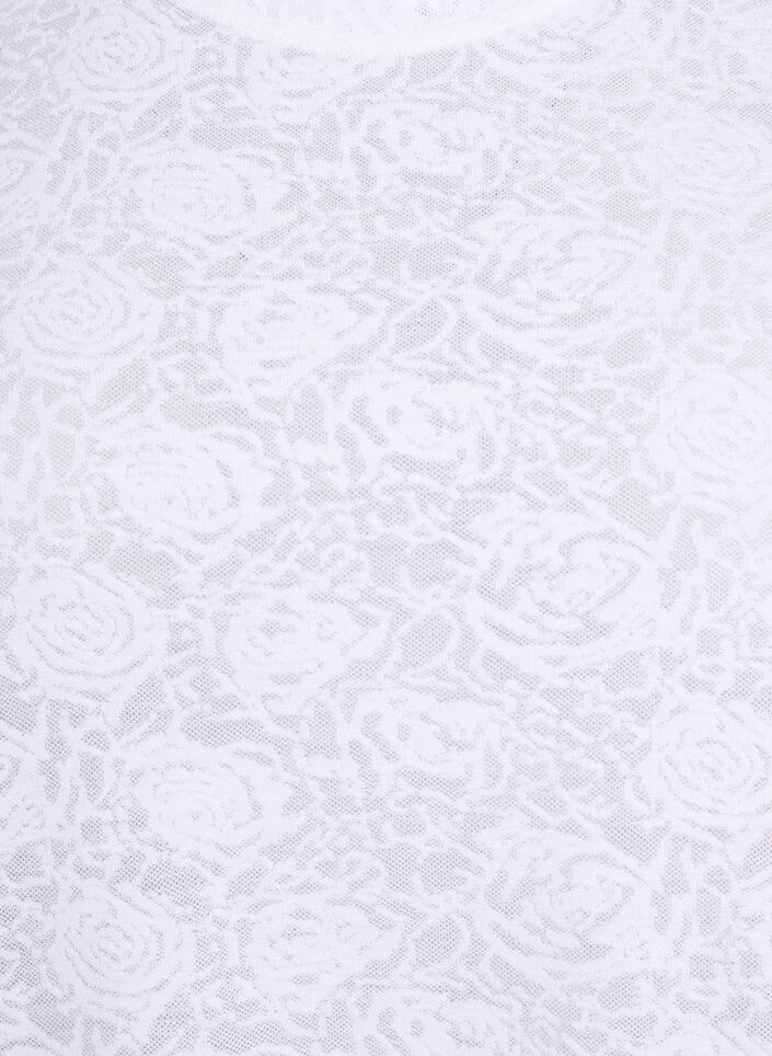 Kortærmet bluse med rosenmønstret tekstur, Hvid, Packshot image number 2