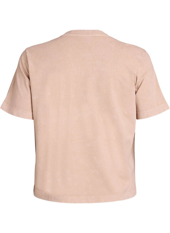 T-shirt i bomuld med frontprint, Beige, Packshot image number 1