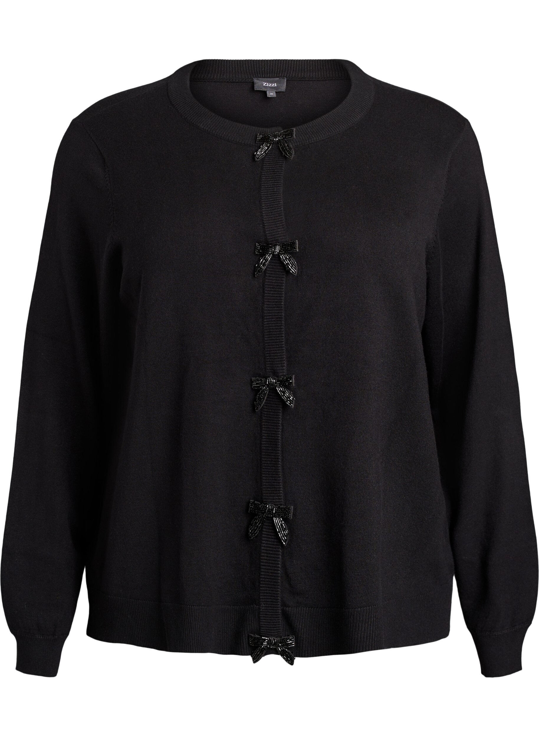 Cardigan med perlebroderede sl&oslash;jfer og trykknapper