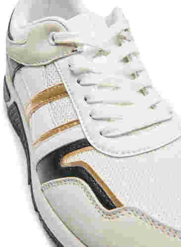 Wide fit sneakers, White/Gold, Packshot image number 3