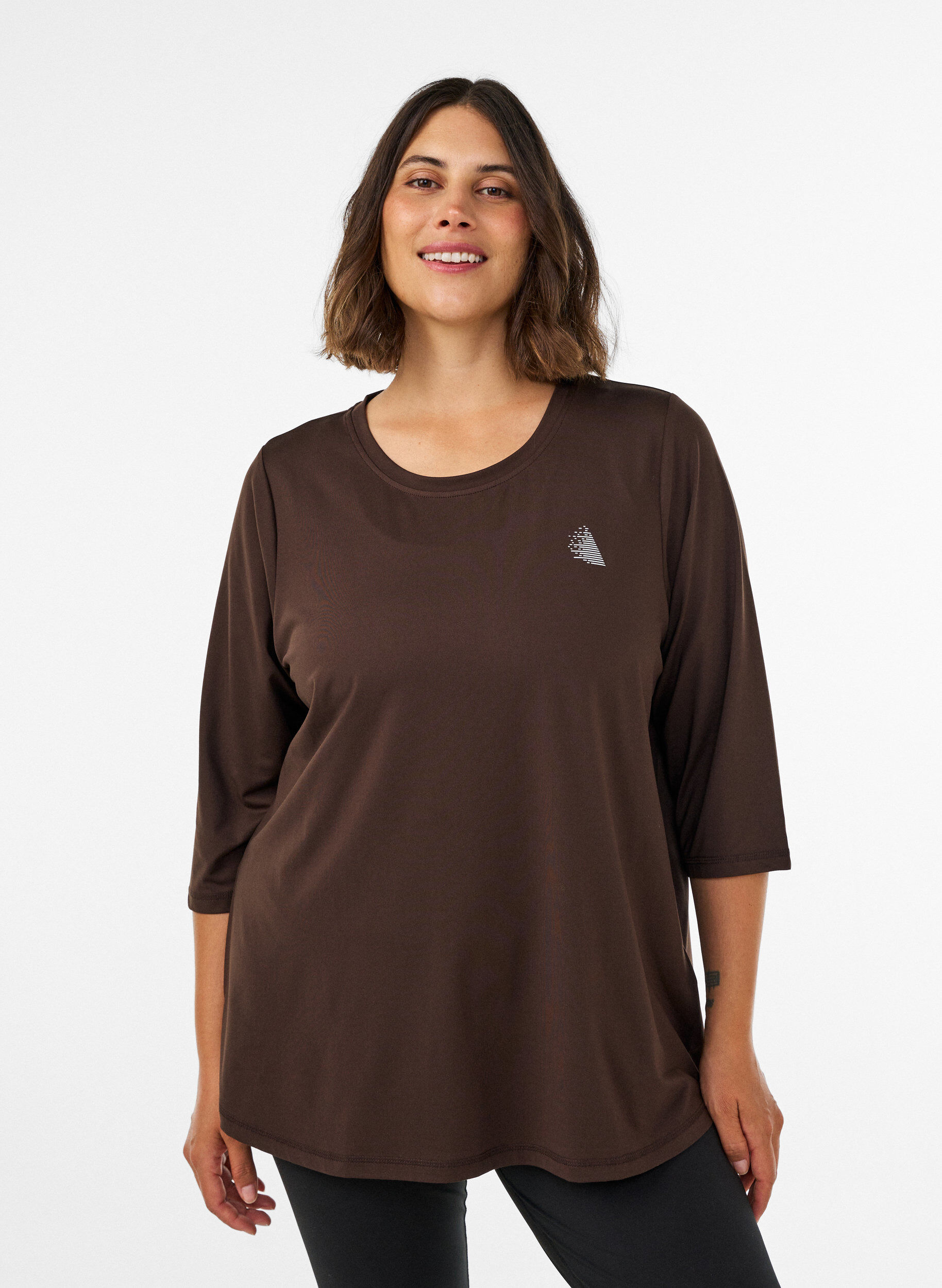 Tr&aelig;ningsbluse med 3/4 &aelig;rmer, Brun, Model