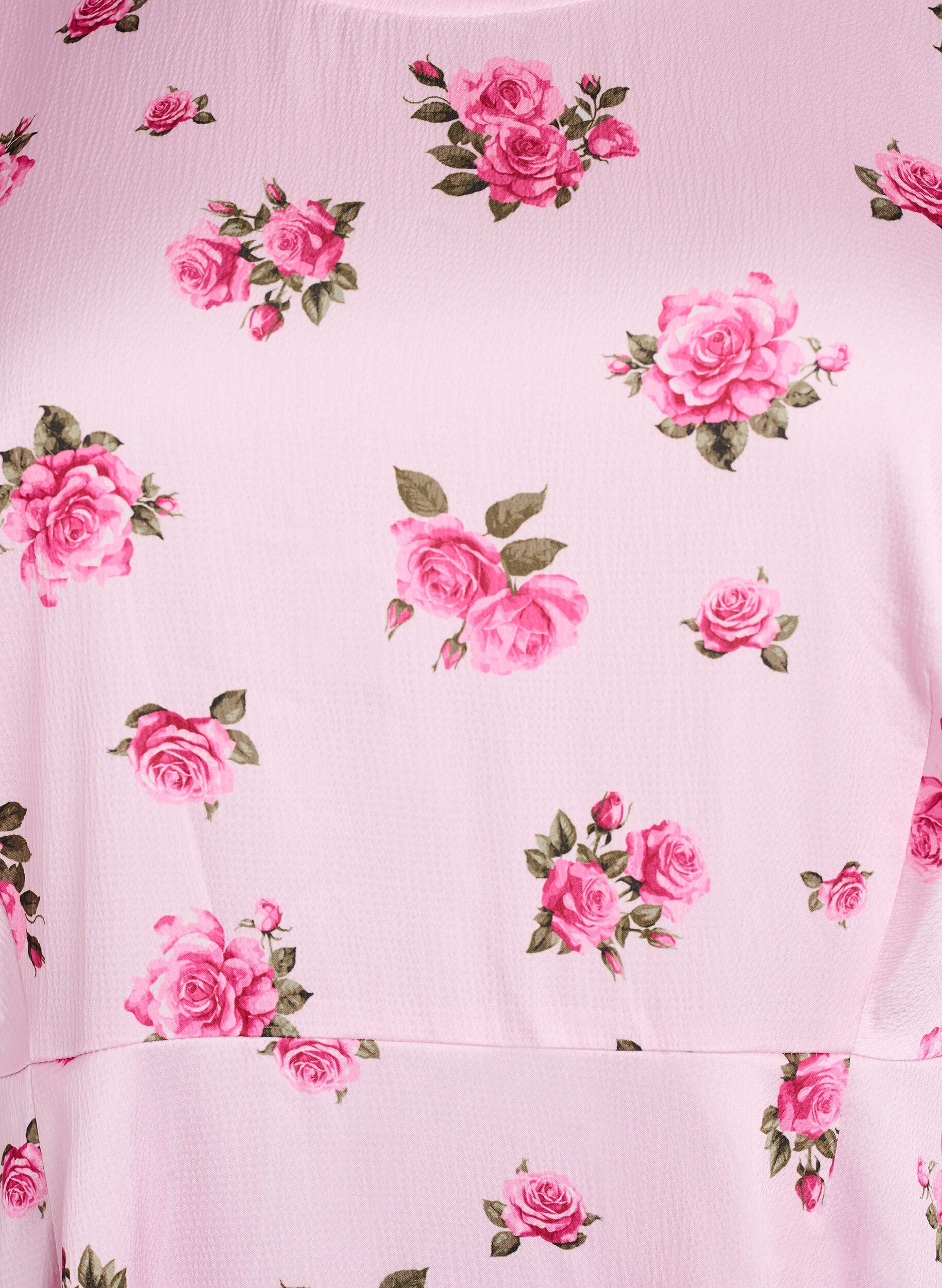 Zizzi Blomstret midikjole med puf&aelig;rmer, Lyser&oslash;d, Packshot image number 2