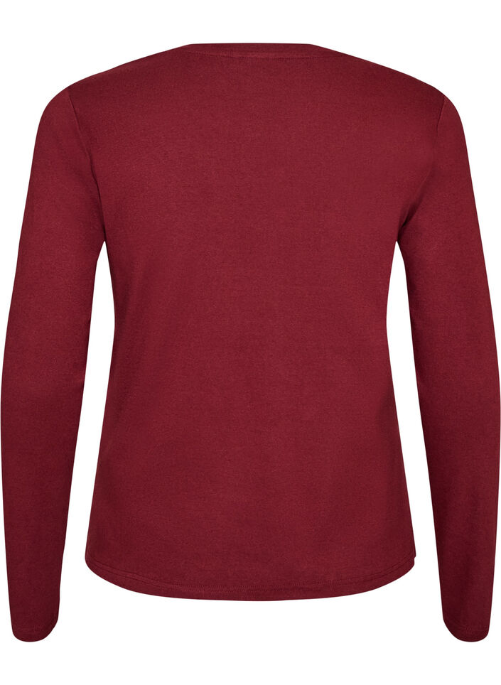 Lang&aelig;rmet basis T-shirt med rund hals, R&oslash;d, Packshot image number 1