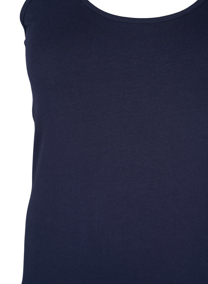 Ensfarvet basis top i bomuld, Bl&aring;, Packshot image number 2
