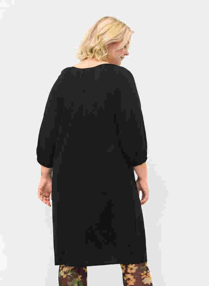 Viskose kjole med v-udskæring, Black, Model image number 1