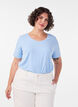 Ensfarvet basis t-shirt i bomuld, Bl&aring;, Model image number 0