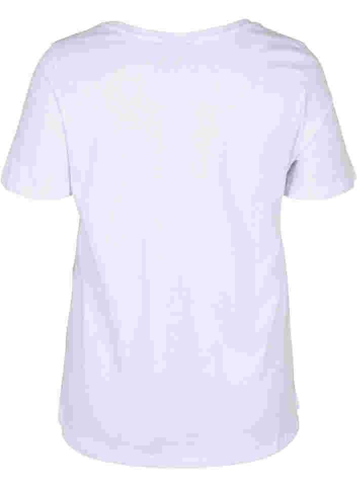 Kortærmet bomulds t-shirt med tryk, Bright White LOVE, Packshot image number 1