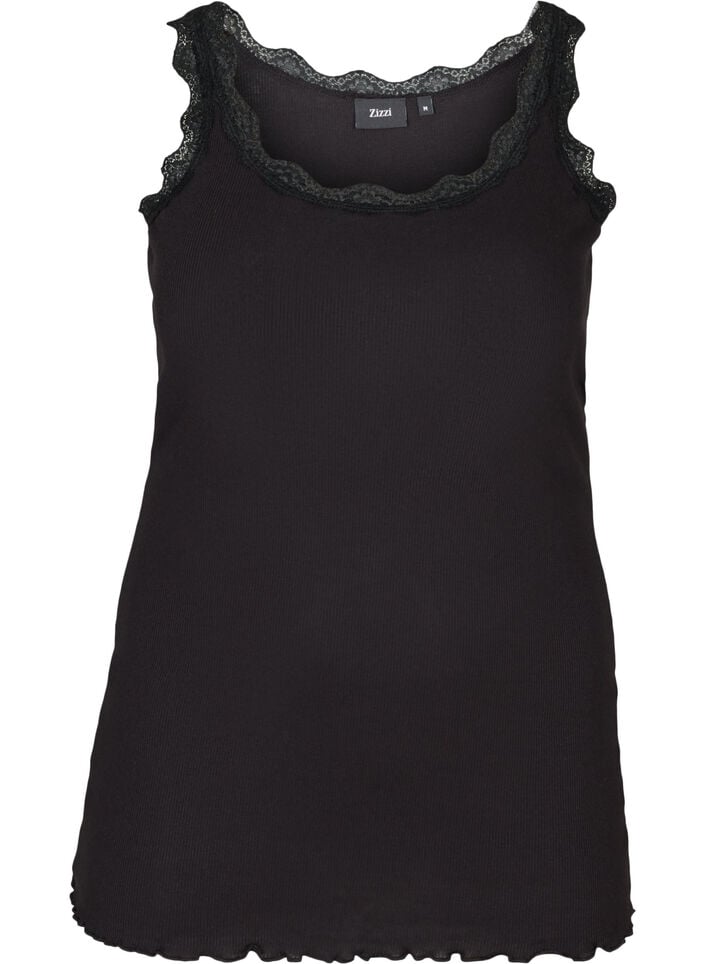 Top med blondekant, Sort, Packshot image number 0