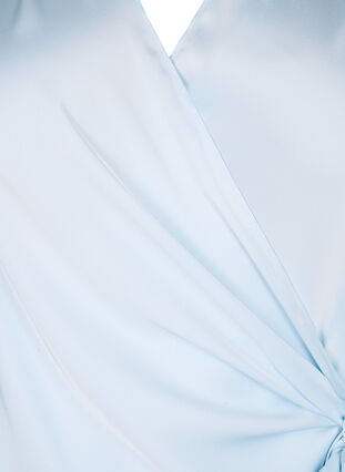 Festbluse i satin med wrap, Delicate Blue, Packshot image number 2