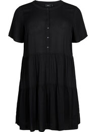 Kortærmet viskose kjole med a-form, Black