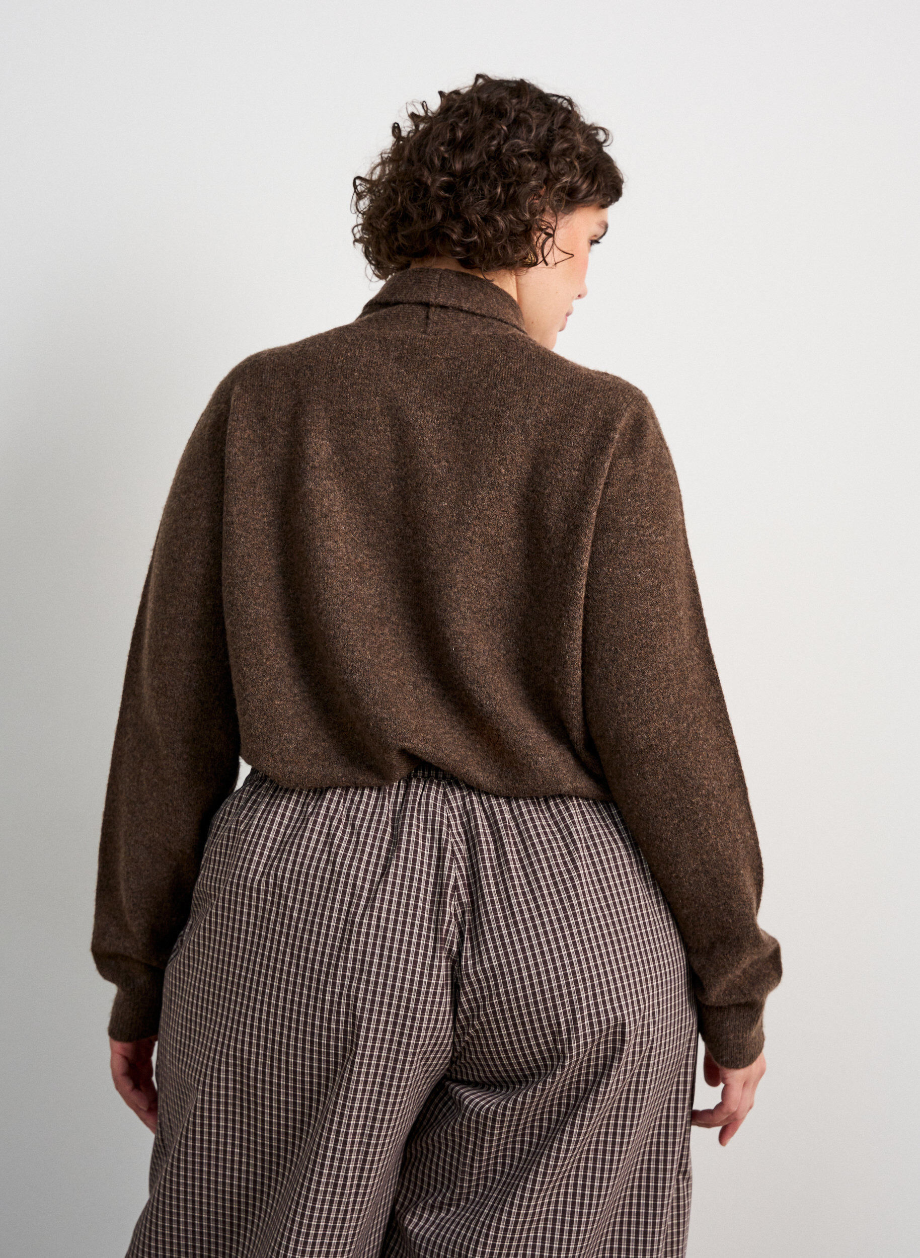 ZizziCardigan med sl&oslash;jfeb&aring;nd og knapper, Brun, Model image number 2