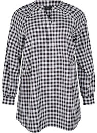 Ternet tunika med V-hals, Black/W. Gingham