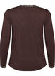 Viskosebluse med blondekanter og V-hals, Brun, Packshot image number 1