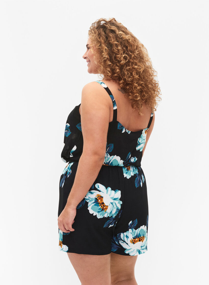 Løstsiddende shorts i viskose, Black Big Flower, Model image number 1