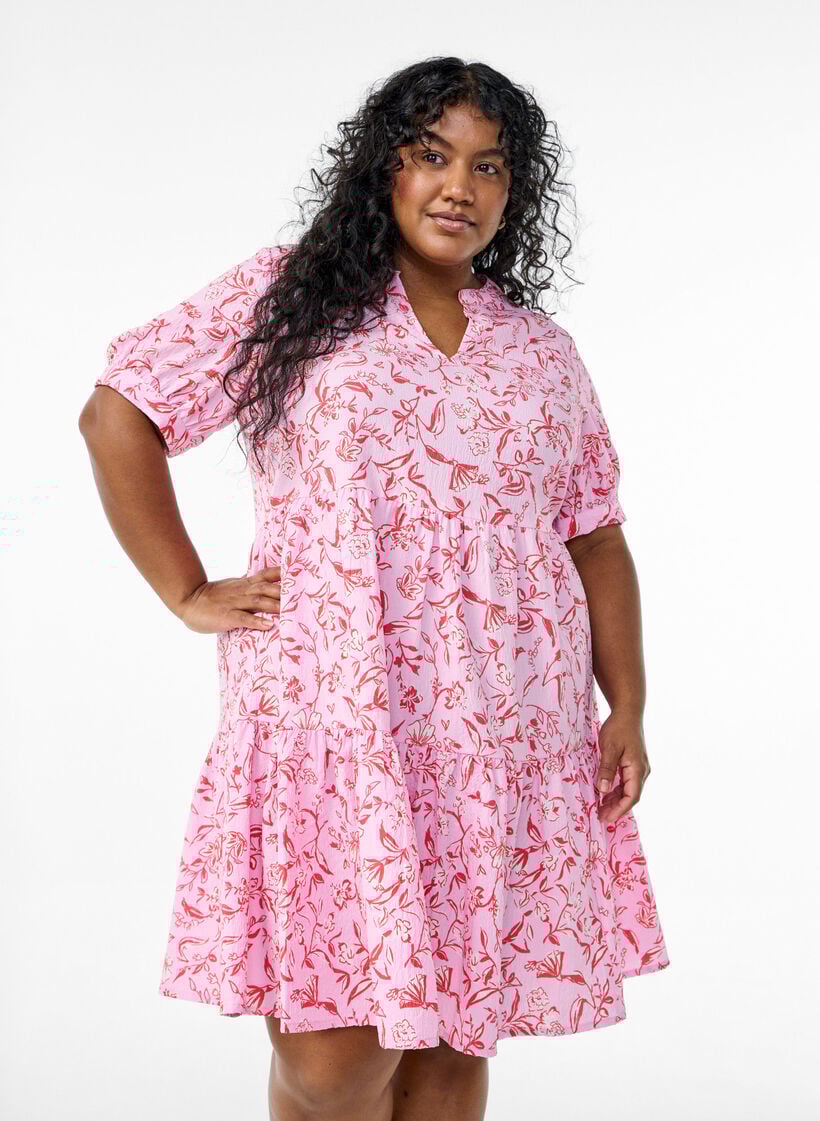 Kort kjole med A-facon, Lilla, Model image number 0