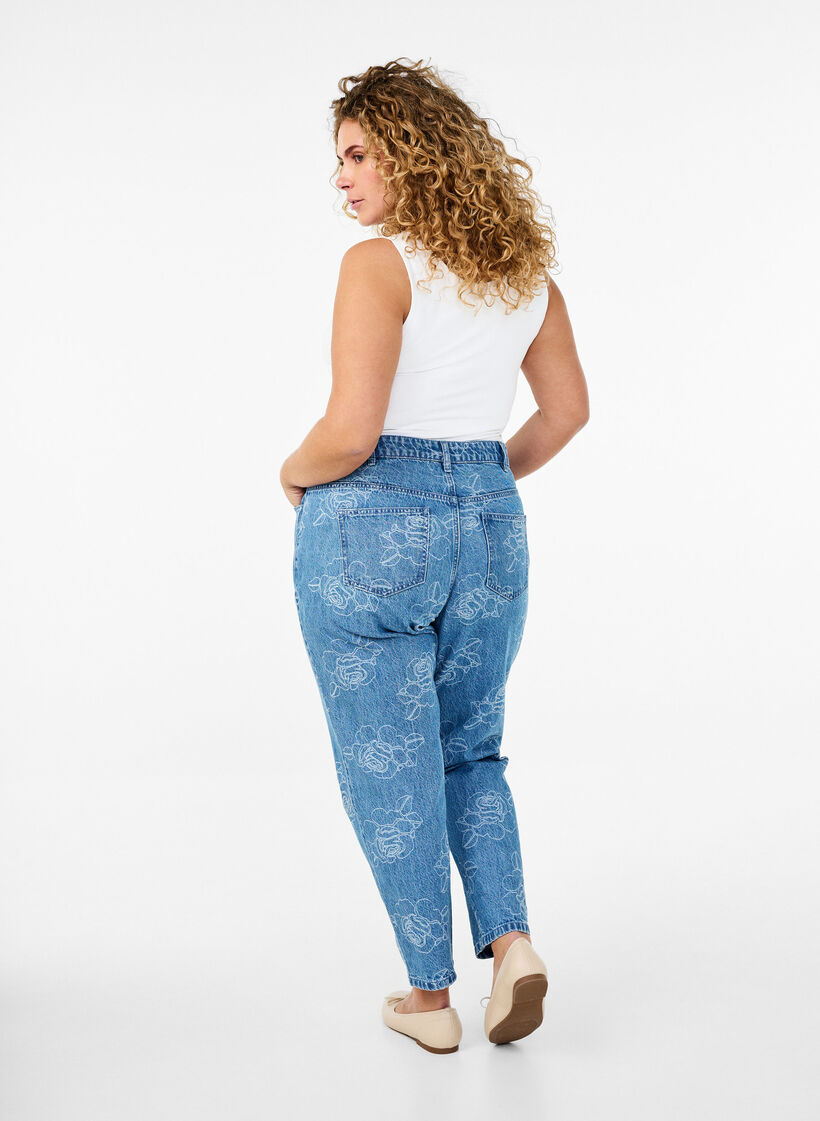 Mille jeans med blomstermønster, Blå, Model image number 1