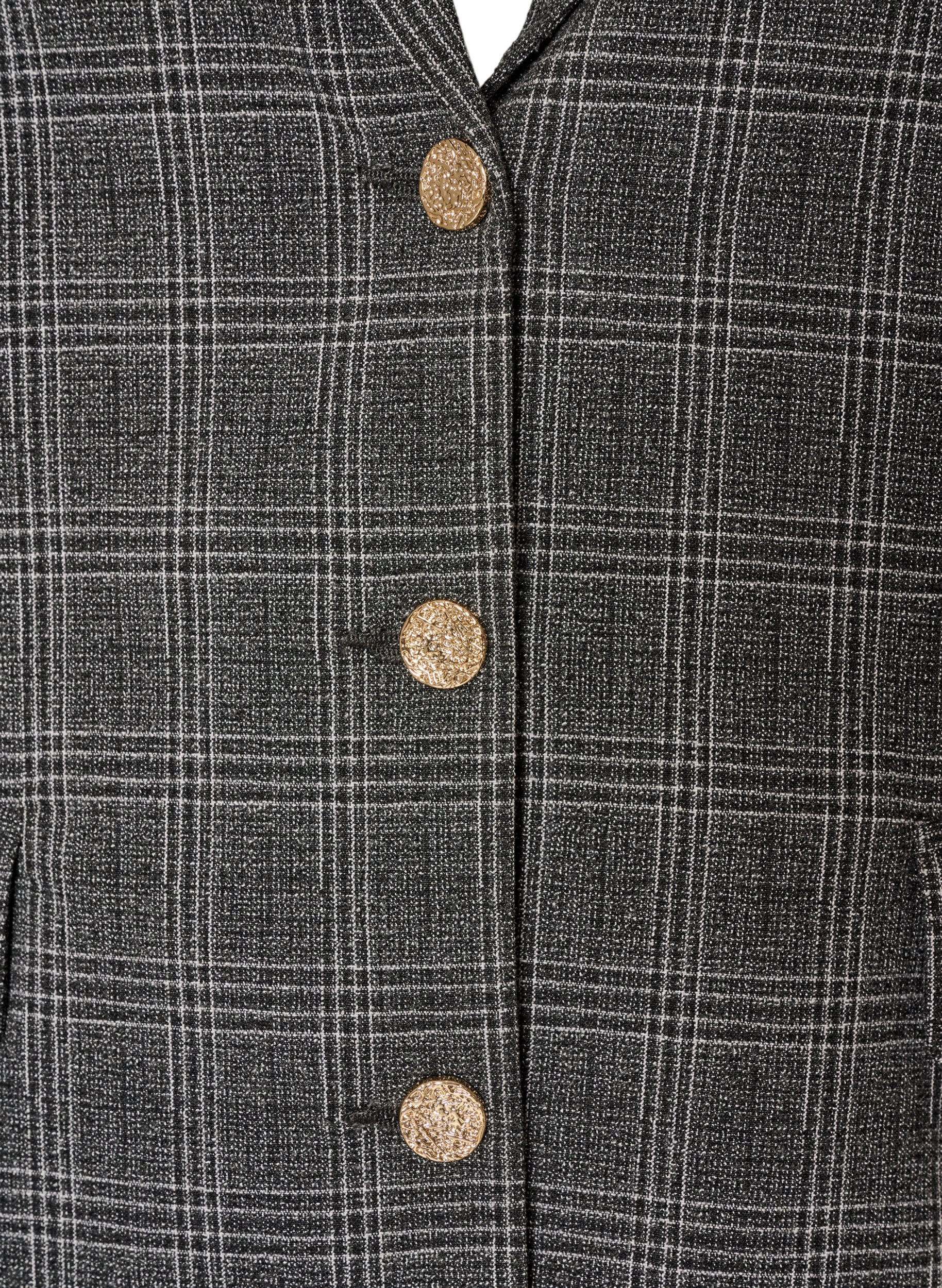 ZizziKort blazer med ternet m&oslash;nster, Gr&aring;, Packshot image number 2