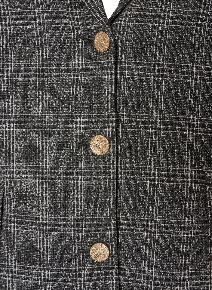 Kort blazer med ternet m&oslash;nster, Gr&aring;, Packshot image number 2