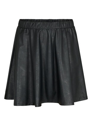 Imiteret læder nederdel med løs pasform, Black, Packshot image number 0