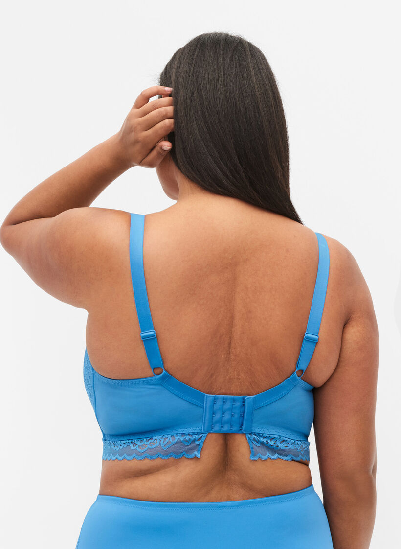 Bralette med blonder og blød vattering, Blå, Model image number 1