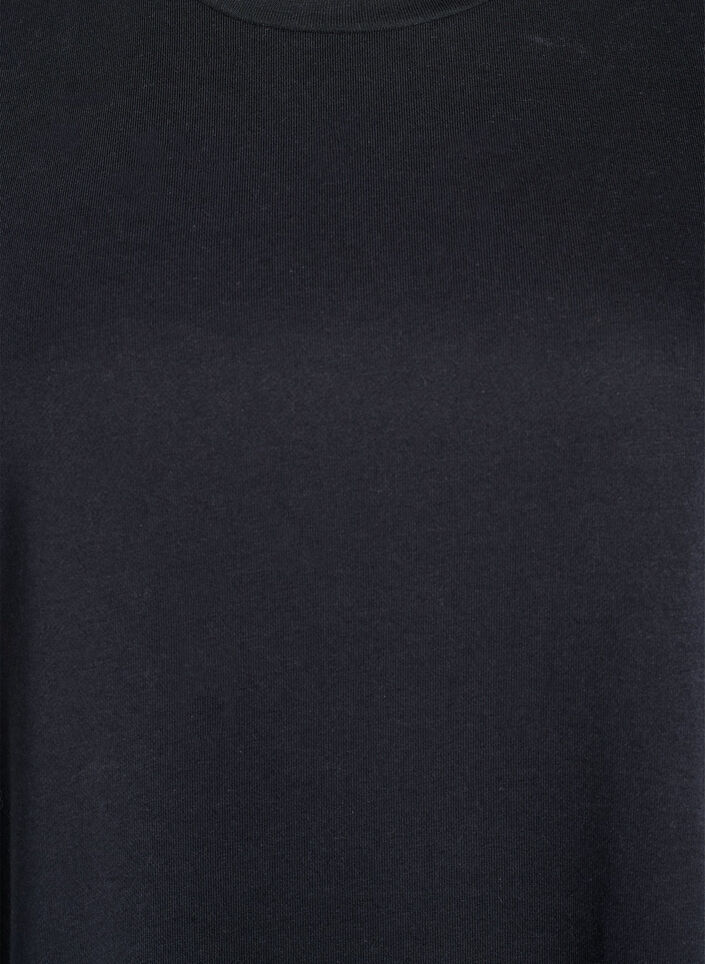 Knælang jerseykjole med lommer og A-facon, Sort, Packshot image number 2