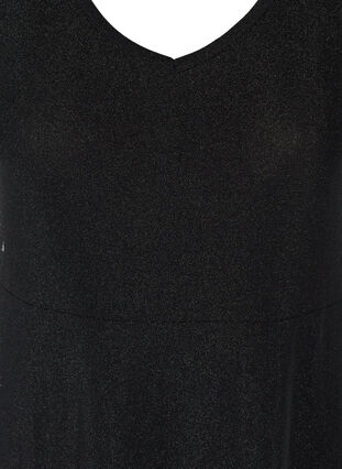 Ærmeløs glimmerkjole med v-udskæring, Black, Packshot image number 2
