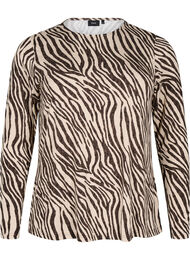 Lang&aelig;rmet bluse med zebraprint, Brun