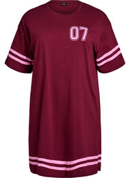 Kort t-shirtkjole med sporty detaljer, M&oslash;rk Bordeaux