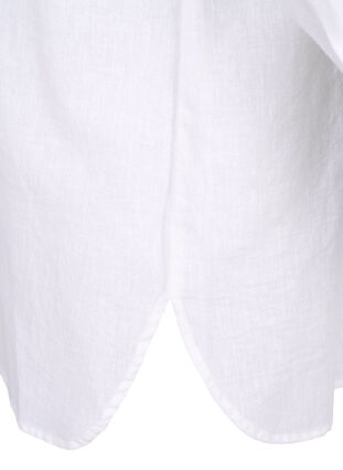 Lang skjorte i hør og bomuld, Bright White, Packshot image number 3