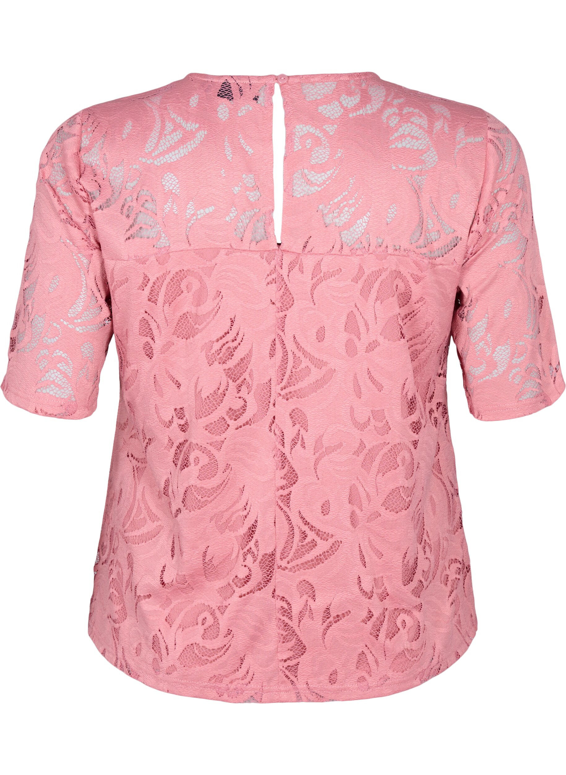 Zizzi Blondebluse med korte &aelig;rmer, Dusty Rose, Packshot image number 1