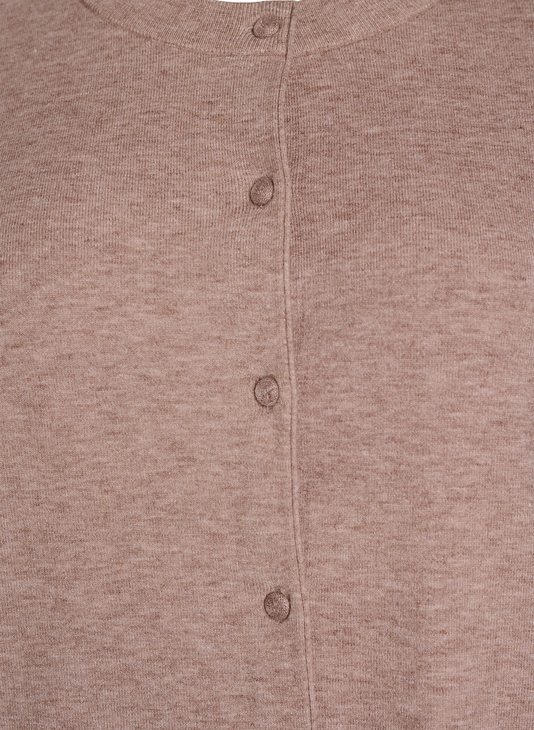 Zizzi Cardigan med rund hals og stofbetrukne knapper, Beige, Packshot image number 2