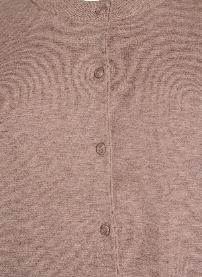 Cardigan med rund hals og stofbetrukne knapper, Beige, Packshot image number 2