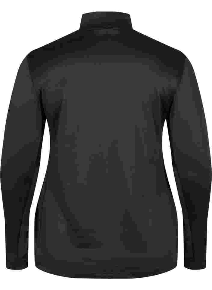 Højhalset træningsbluse med lynlås, Black, Packshot image number 1