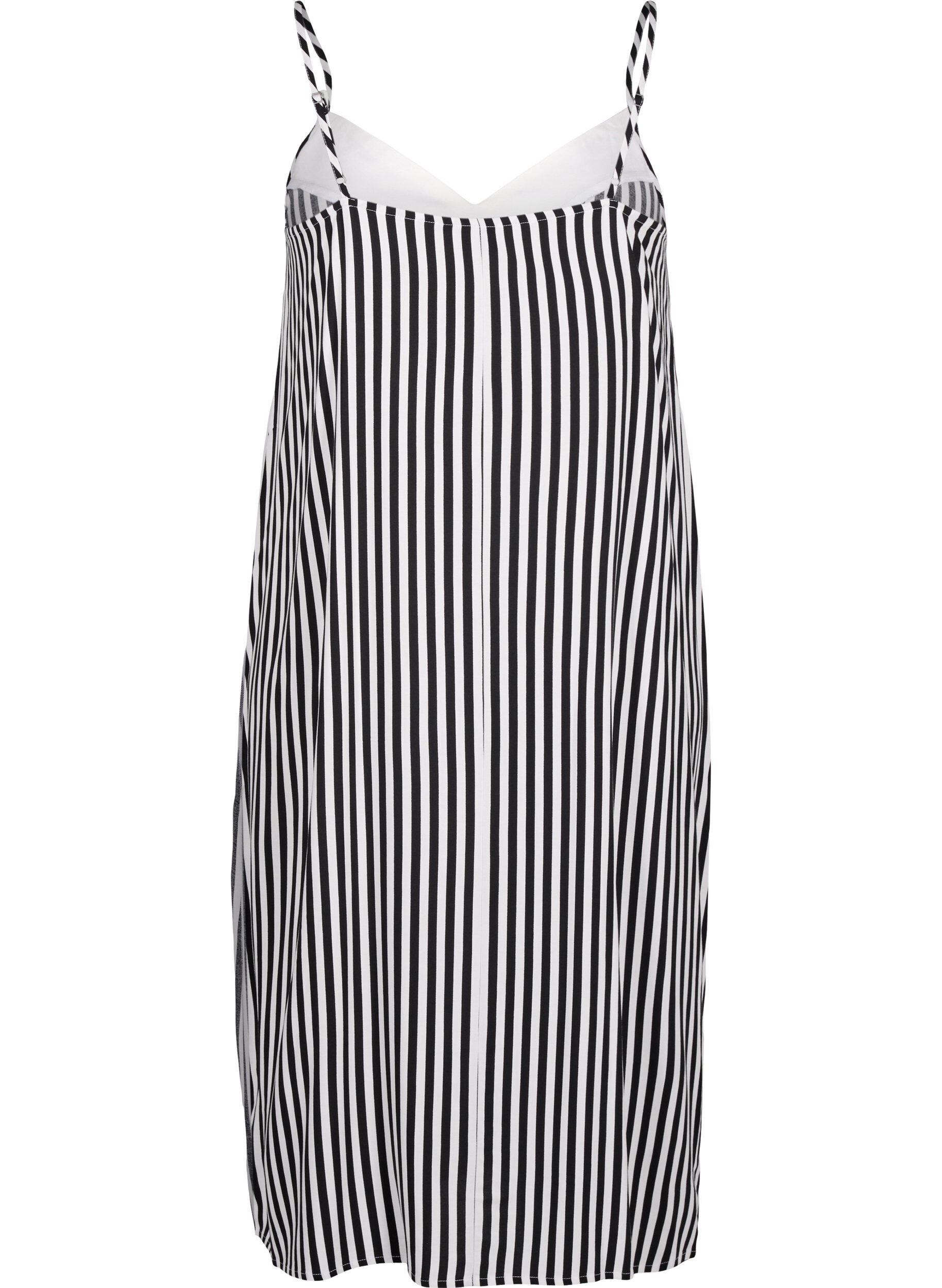 Zizzi FLASH - Stribet stropkjole i viskose, Black White Stripe, Packshot image number 1