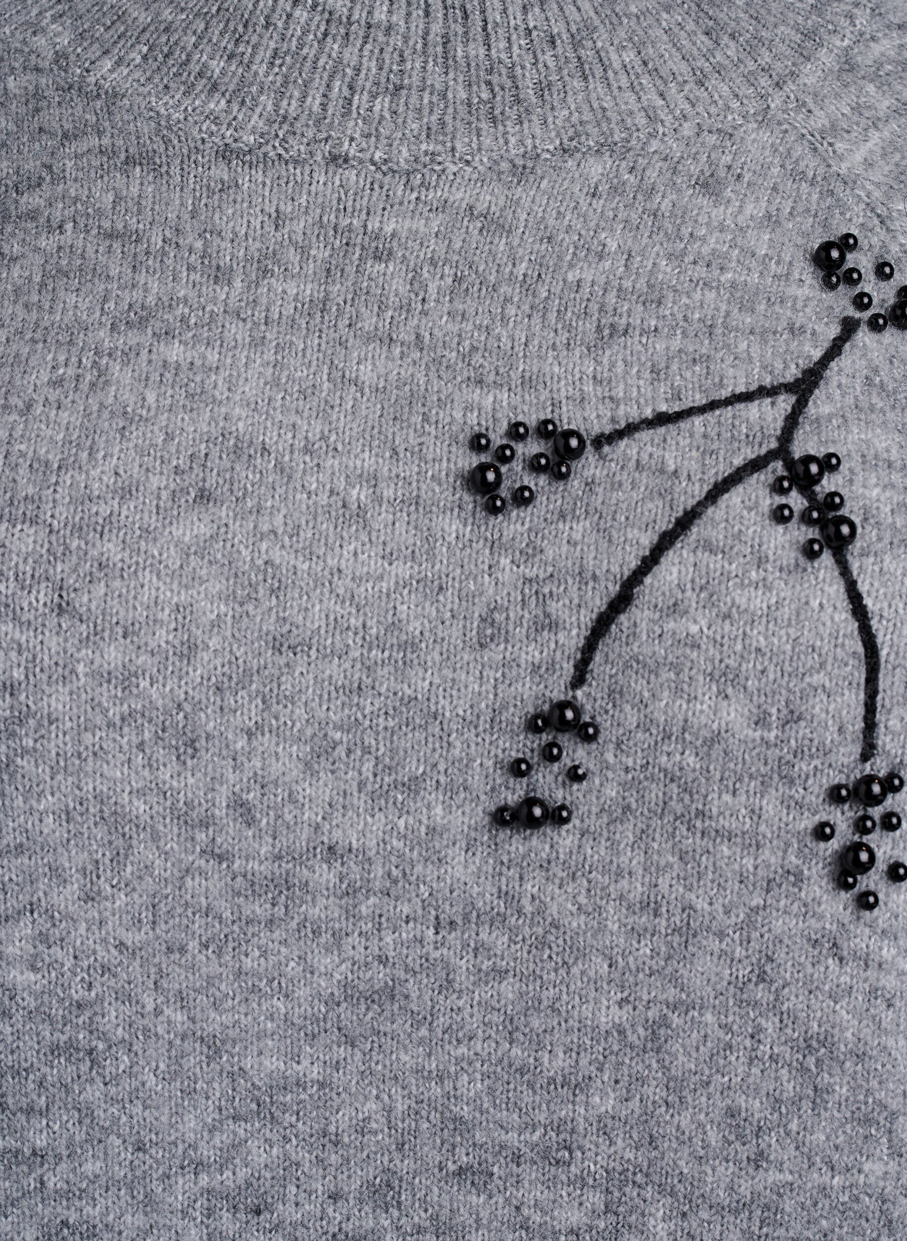 ZizziStrikbluse med perlebroderi, Gr&aring;, Packshot image number 2