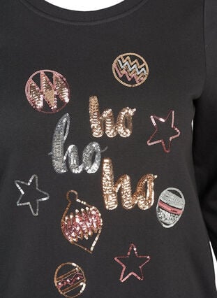 Jule sweatshirt med pailletter, Black, Packshot image number 2