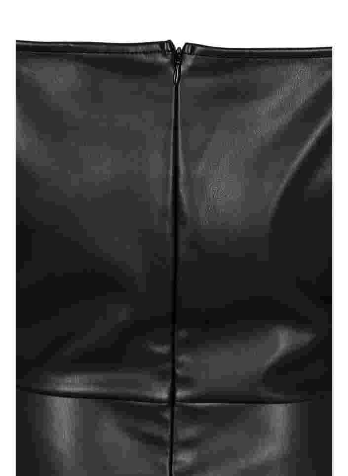 Imiteret læderkjole med a-shape, Black, Packshot image number 3