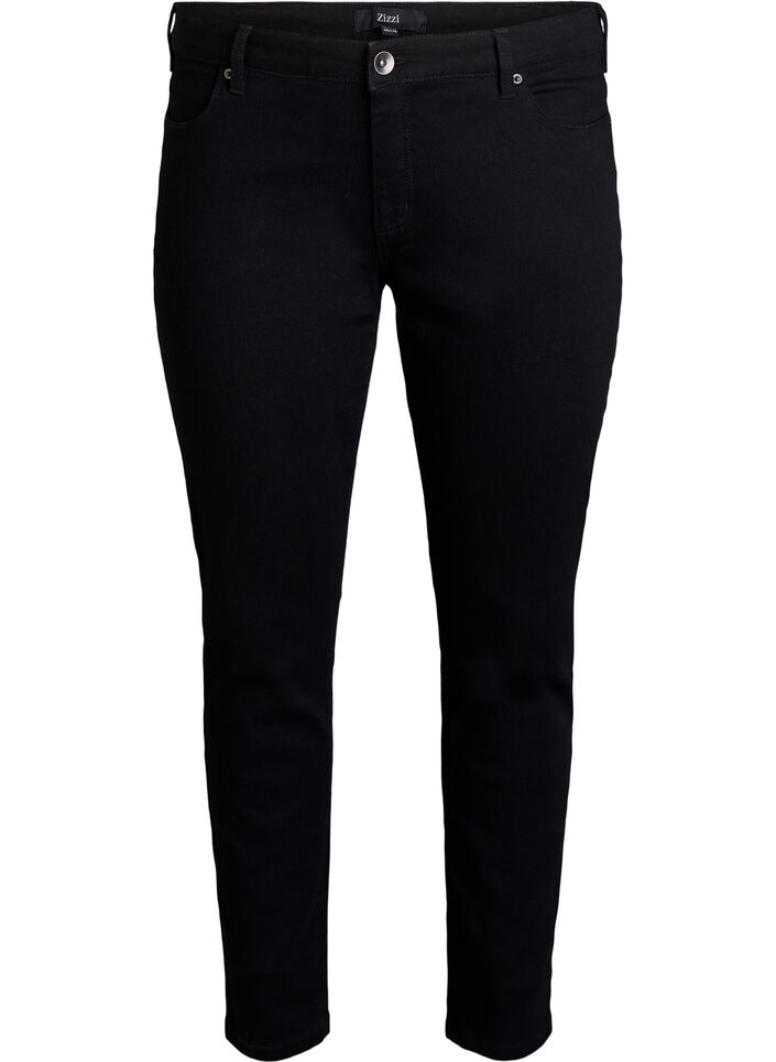 Slim fit Emily jeans med regul&aelig;r talje, Sort, Packshot image number 0
