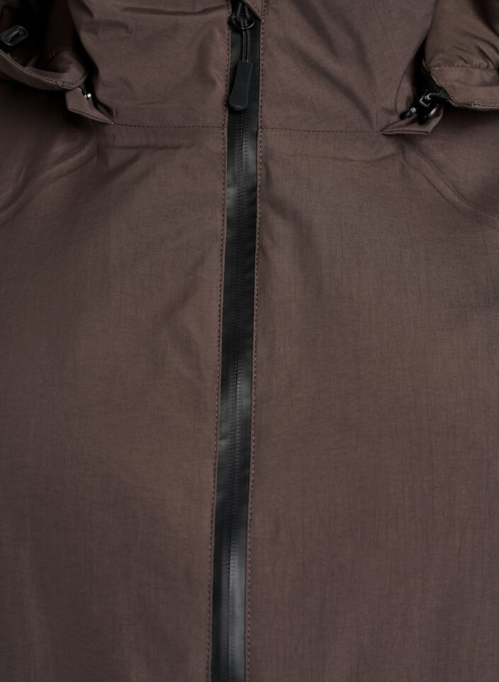 Vandt&aelig;t vinterjakke med aftagelig h&aelig;tte, Brun, Packshot image number 2