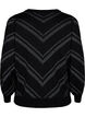 Strikbluse med rund hals og glimmer , Black w.S.L.Stripes, Packshot image number 1