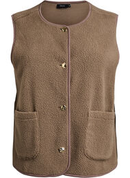 Teddy vest med knapper og lommer, Brun