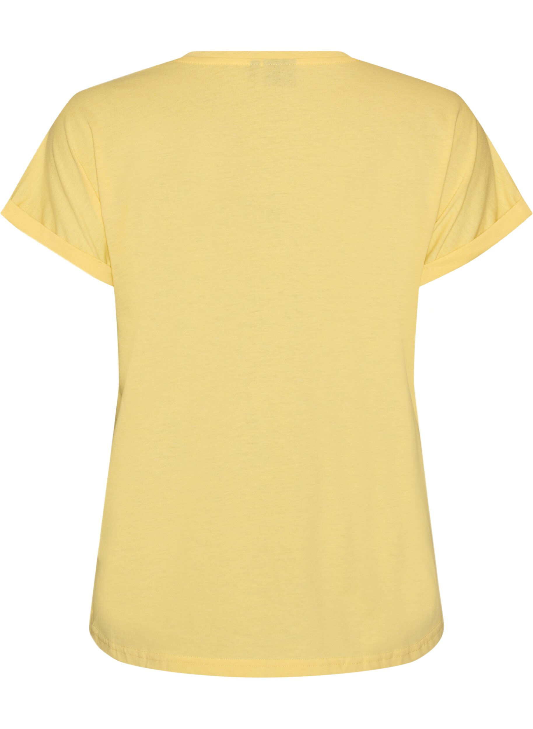 ZizziKort&aelig;rmet T-shirt i bomuldsblanding, Gul, Packshot image number 1
