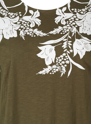 T-shirt med print, Ivy green w. White, Packshot image number 2