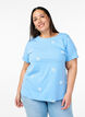 T-shirt i &oslash;kologisk bomuld med broderede motiver, Bl&aring;, Model image number 0