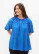 A-shape viskosebluse med 3/4 ærmer, Strong Blue, Model image number 0